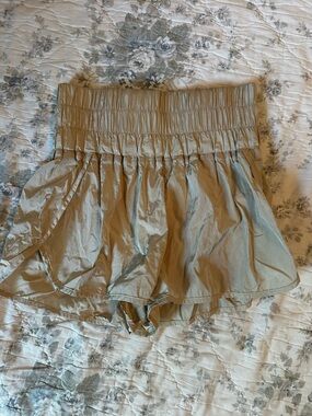 FP Movement by Free People Tan Smocked High-Waist Shorts